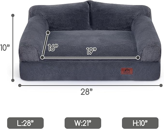 Hollypet Medium Dog Large Cat Bed Puppy Couch Beds for Pets up to 35 lbs | Fluffy Dog Cat Couch Plush Soft Warming Pets Beds with Machine Washable Cover and Non-Slip Bottom