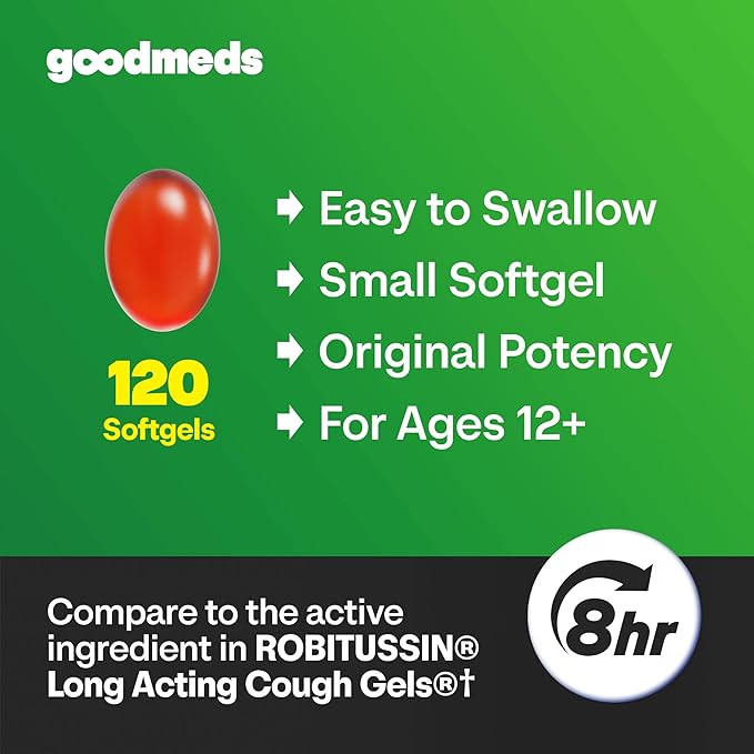 Cough Relief for Adults Softgels Dextromethorphan HBr (DXM) 15mg 8Hour, Non-Drowsy, Long-Lasting Bronchial Suppressant for Dry Cough and Chest Congestion (60 Count)