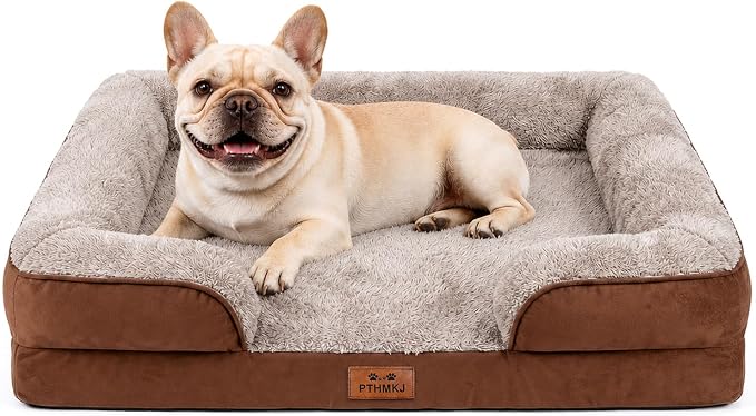 Orthopedic Dog Bed Medium Size Dog, Memory Foam Dog Bed Couch, 30" L | Dual-layer Foam Mat, Washable Cover&Waterproof, Contoured Bolster Design, Indoor&Car Truck, Pet Bed for Dogs Cats Up to 35lbs