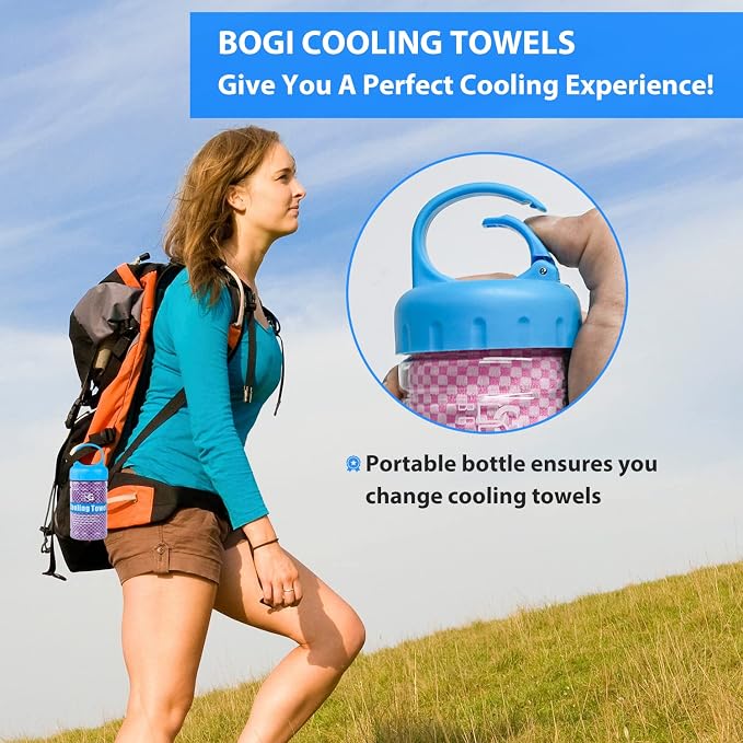 BOGI Cooling Towels for Neck and Face, Soft Breathable Cool Towel for Instant Cooling Stay Cool for Yoga, Sport, Gym, Camping, Running & More Activities