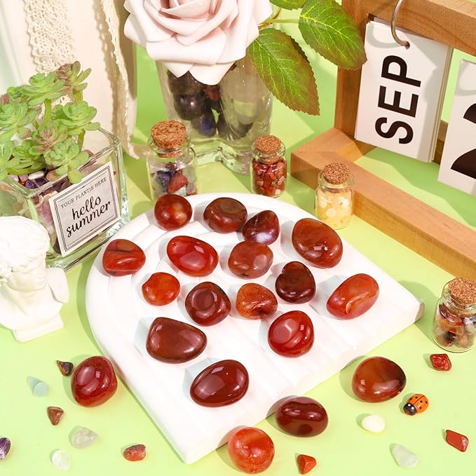 DUQGUHO Red Carnelian Crystals Healing Crystal Stones Set Natural Crystals Bulk Irregular Stones 0.45 lbs