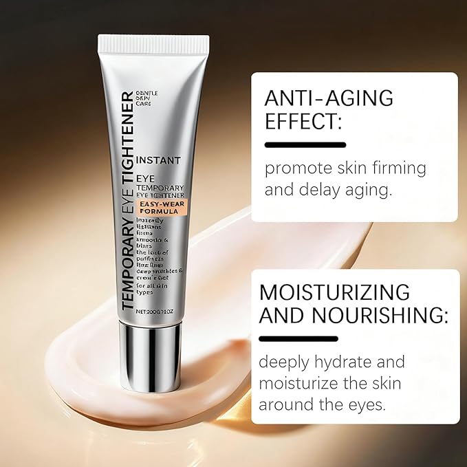 2 PCS Temporary Eye Tightener，Eye Cream Instant Eye Tightener with Brush for Fine Lines and Wrinkles，New Instant Makeup Primer，Instantly Reduces Under-Eye Bags,Dark Circles&Puffiness, Anti Aging