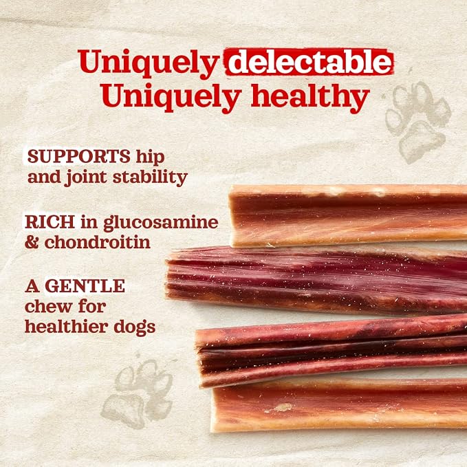 Natural Farm Gullet Sticks (6 Inch, 50 Pack) - One Ingredient Beef Esophagus Chews - Fully Digestible, Promotes Joint & Dental Health, for Pups, Small & Senior Dogs