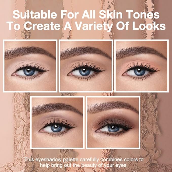 Mini 5-Color Matte Nude Neutral Brown Eyeshadow Palette, Soft Ivory Peach Nude & Mocha Browns, High Pigment Blendable Long-Lasting All Matte Eye Shadow Kit for Daily Natural Makeup & Mature Eyes 1
