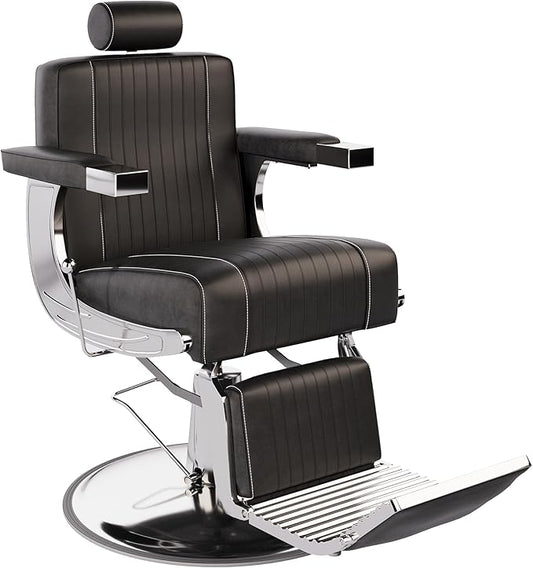 Barber Chair for Barbershop, Hydraulic Reclining Salon Chairs for Hair Stylist, 360 Degree Swivel Heavy Duty Salon Chair, Hair Chair with Adjustable Headrest and Footrest, Black