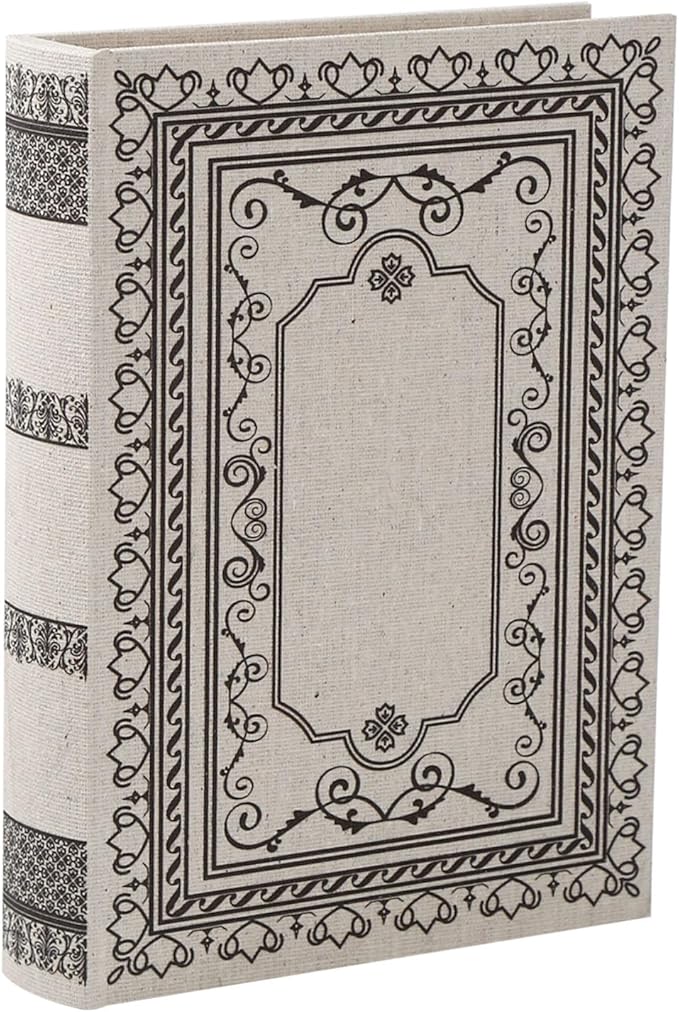 Decorative Wooden Book Box - Vintage Faux Book Boxes for Home Decor, Secret Storage with Magnetic Closure, Antique Style, Linen Cover Design, Perfect for Home Office Bookshelf, 10x7x1.6 Inches