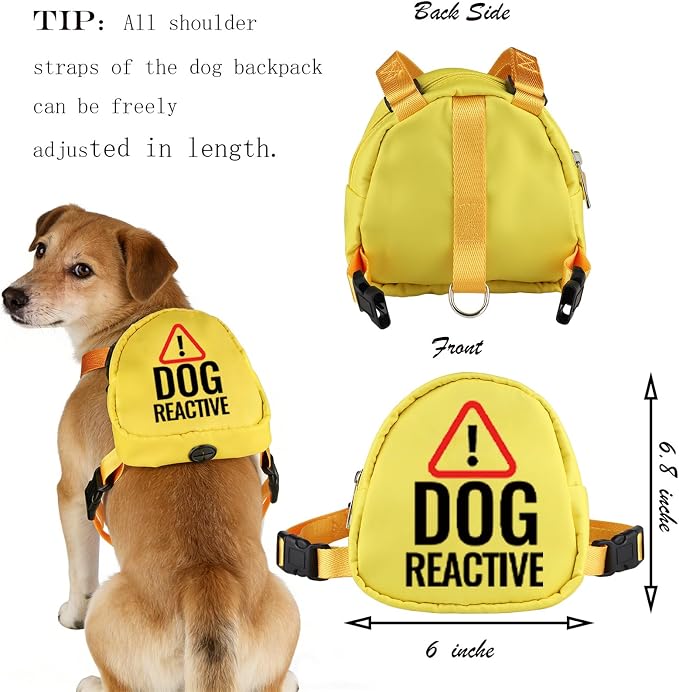 Reactive Dog Backpack Dog Reactive Travel Bag Dog Walking Slogan Puppy Snack Storage (Dog Reactive)