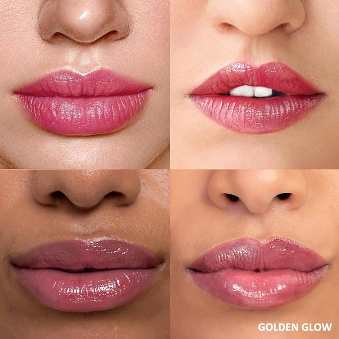Color Changing Lipstick with 24K Gold Flakes - Moisturizing & Long Lasting pH Lip Balm, Hydrate & Nourish Lip While Leaving Sheer Pink Tint, Golden Glow
