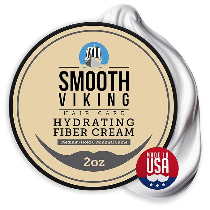 Smooth Viking Hydrating Fiber Cream for Men - Hair Gel with Flexible Styling, 2oz - Improves Hair Health, Natural Scent, Minimal Shine, Dairy-Free - Hair Fiber for Damaged & Thinning Hair