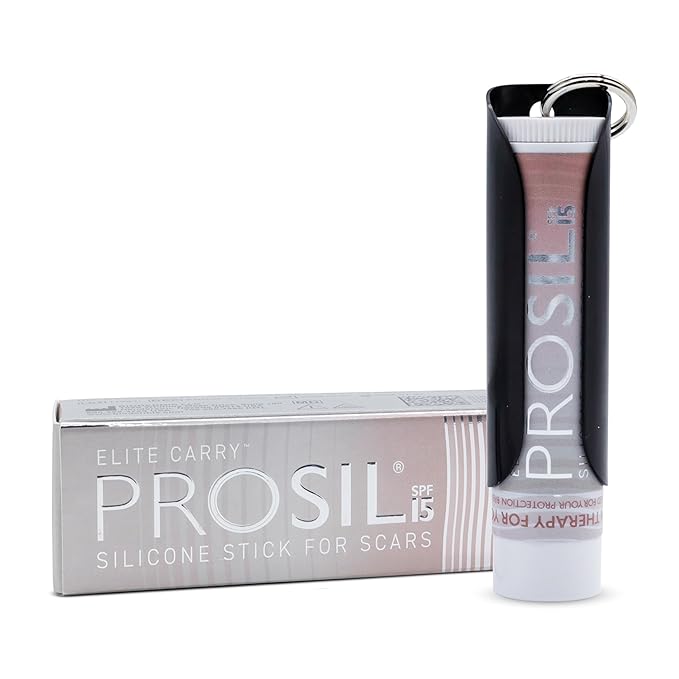 ProSil Elite Carry with SPF 15 – Patented Scar Treatment in a Portable Keychain – Smooth Glide-On, Professional-Grade Silicone Scar Stick - Mess-Free, Travel-Friendly & Lightweight - Black Sleeve