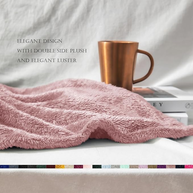Exclusivo Mezcla Fuzzy Plush Fleece Bed Blanket King Size, Dusty Pink | 104x90 Inches, Super Soft and Cozy Bed Blanket, Fluffy Decorative Bedding for Livingroom, Bedroom, All Season