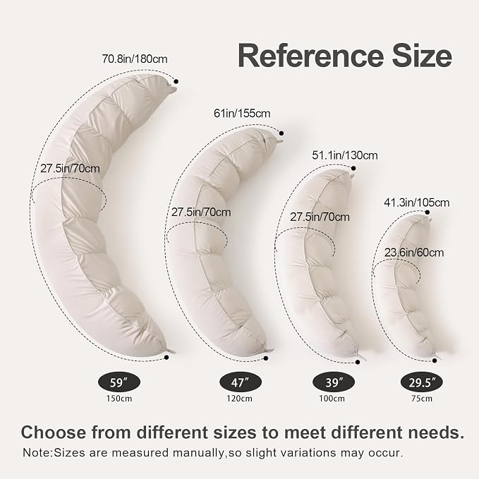 Peallow(Pat. Pend) – Long Round Body Pillow for Adults, Bolster Pillow for Sleeping, Soft and Supportive Pillow for Sleeping & Lumbar Support (Misty White,39")