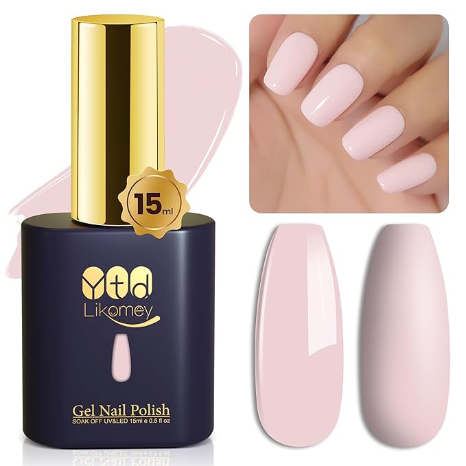 YTD Likomey Gel Nail Polish,15ml Creamy Barely Pink Soak Off UV Nails Gel,Salon Home DIY Nail Art Manicure and Pedicure Pastel Light Pink Gel Varnish,CS420