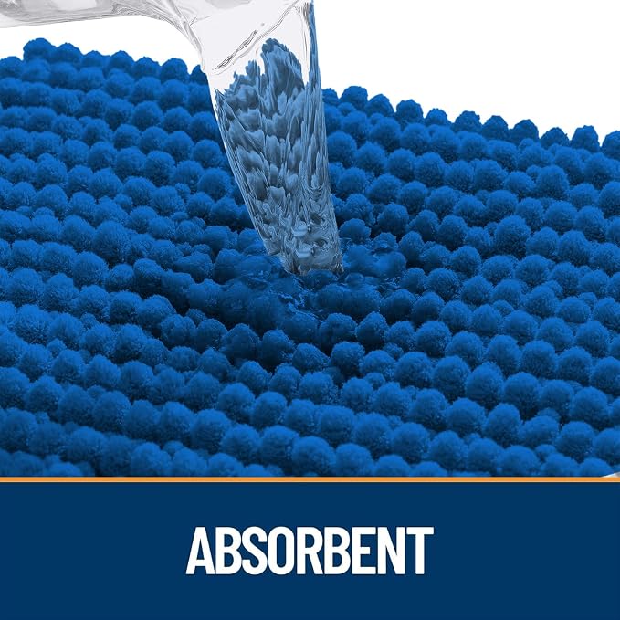 OLANLY Dog Door Mat for Muddy Paws 24x16, Extra Absorbent Chenille Mud Mat | Deep Navy Blue, Absorbs Moisture and Dirt, Non-Slip Machine Washable Doormat, Quick-Drying Indoor Entryway Floor Mat for Dogs
