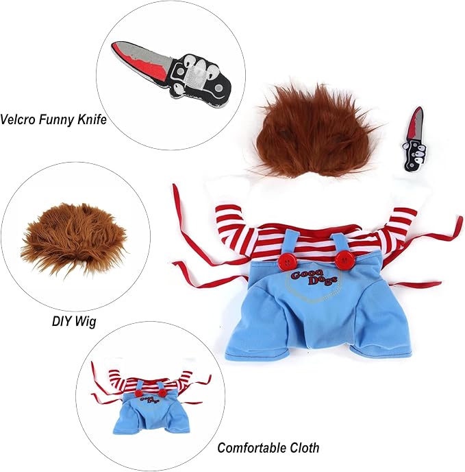 Pet Halloween Costume, Dog Funny Costume Halloween Cosplay Outfits Cute Clothes Adjustable Party Dress Up Apparel Accessories for Small Medium Large Dogs (Large)