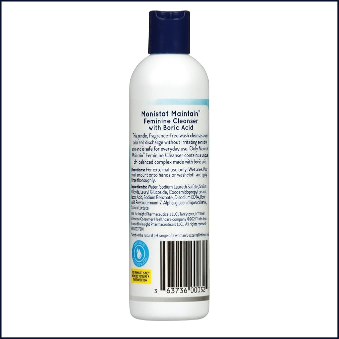 Monistat Boric Acid Feminine Wash, Fragrance-Free Intimate Wash for Women with Gentle pH-Balanced Formula, 10 Fl Oz (Pack of 2)