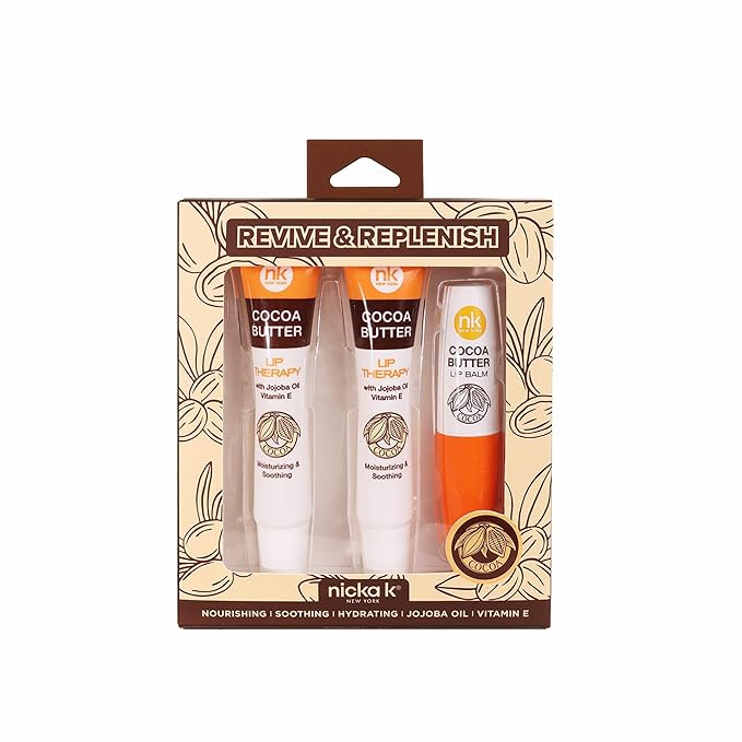 Nicka K New York Renew and Restore, Revive and Replenish Lip Therapy Set (Cocoa Butter)