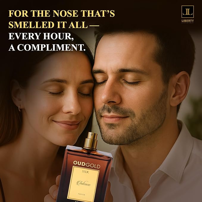 Liberty Premium Oud Luxury Seductive Long Lasting (3 days) OudGold Silk Intense Parfum for Men & Women (100ml/3.4Oz), Designed in France, Woody Notes