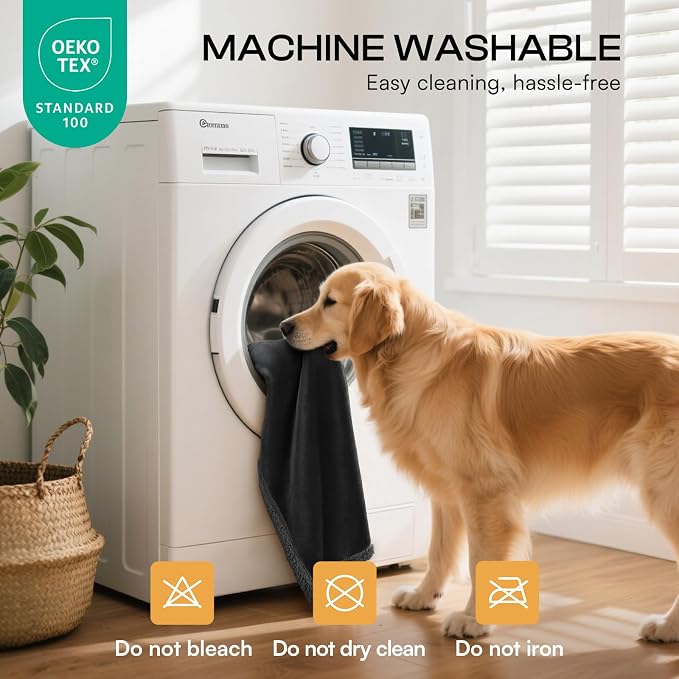 Luciphia Waterproof Bed Blanket Washable,Soft Sherpa Fleece Puppy Reversible Throw Blankets for Medium Large Dog Cat,Furniture Cover Protector Couch Bed from Liquid Pee and Pet Fur, Black,85" x 57"
