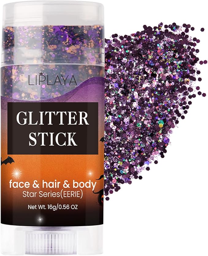 Body Glitter Stick, Face Glitter Body Gel Sequins, Mermaid Glitter Stick Shine Hair Eyeshadow Face Body Glitter Concerts Music Festivals Christmas Halloween Party Looks Sparkle Shimmer Makeup (Purple)