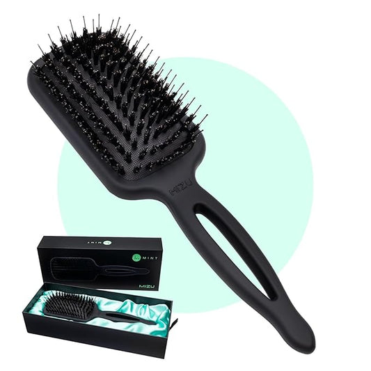 MINT Mizu Waterproof Boar Bristle Hair Brush for Women | Create Long-Lasting Shine | Premium Anti Breakage Detangling Paddle Wet Brush for Healthy Scalp & Hair Growth | Travel Hairbrush for Women