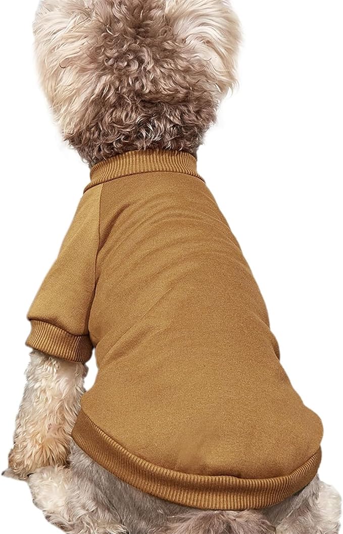 Soft Puppy Sweater for Small Dogs Winter Pullover, Coffee XS | Elastic Cuffs Pet Clothes, Holiday Party Matching, Fall Winter Daily Outfit, Soft Breathable Machine Washable Sweatshirt