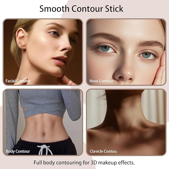 Cool Toned Contour Stick, Natural Matte Cream Contour Stick, Lightweight and Smooth Cream Bronzer Stick for Face Shaping Contouring Makeup, Portable Travel Size, 1 Gray Brown