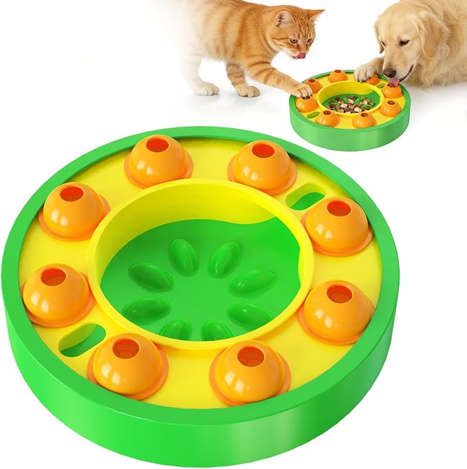 Dog Food Puzzle Toys Interactive Game Toy for IQ Training Enrichment Dog Food Puzzle Slow Feeder for Small, Medium Dogs and All Cats (Green Bowl)