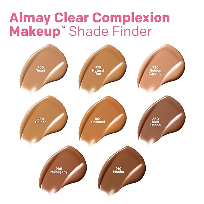 Almay Clear Complexion Acne Foundation Makeup with Salicylic Acid, Medium Coverage, Soft Matte Finish, Hypoallergenic, Cruelty- & Fragrance-Free, Dermatologist Tested, 500 Fresh Beige, 1 fl oz