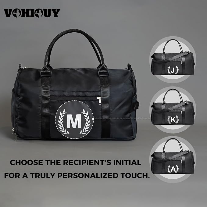 Gym Bag for Women & Men, Fitness Workout Sports Travel Duffle Bag with Wet Pocket & Shoes Compartment, Great Present for Gym Lovers (Jet Black, A)