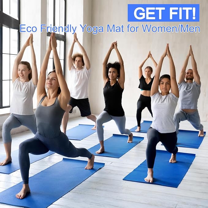 3 mm Thin Yoga Mats Bulk, Lightweight PVC Exercise Mats Non Slip Workout Fitness Pads for Yoga Pilates Stretching Classes Gym Home Studio, Easy to Clean