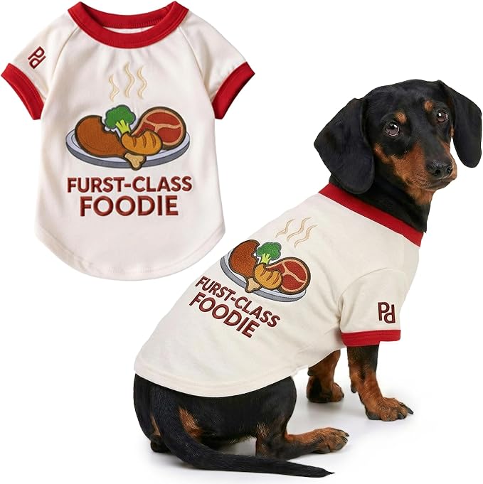 Parisian Pet Dog Furst Class Foodie Shirt - Halloween Pet Vest - Halloween Shirts for Dogs - Embroidered Pets Clothes - Puppy Halloween Costume - Sleeved Doggy Costumes for Large Dogs - XL