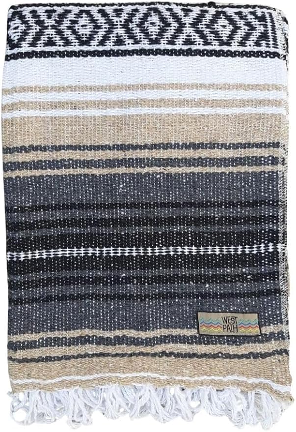 Open Road Goods Bulk Falsa Blankets - Handwoven Authentic Mexican Falsa - Great for Weddings, Yoga, Beach, Picnics, or Mexican Throw! (Tan, 7 Pack)
