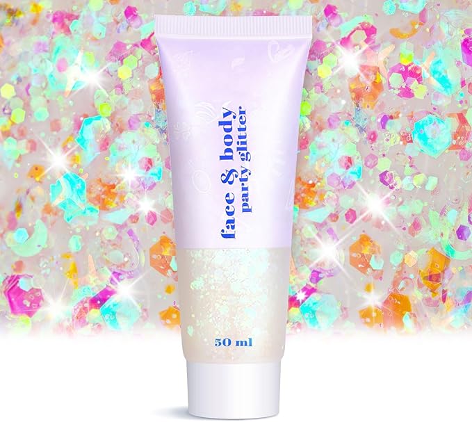 Body Face Glitter Makeup - Christmas Face Glitter Kids Stocking Stuffers, Sparkly Chunky Hair Glitters, Mermaid Birthday Decorations Rave Outfits for Kids (Mermaid Glitter)