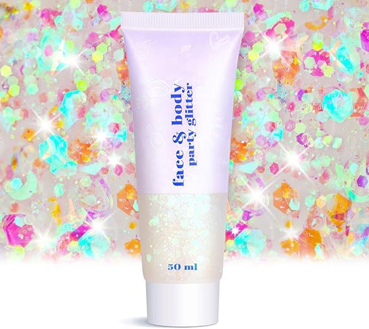 Body Face Glitter Makeup - Christmas Face Glitter Kids Stocking Stuffers, Sparkly Chunky Hair Glitters, Mermaid Birthday Decorations Rave Outfits for Kids (Mermaid Glitter)