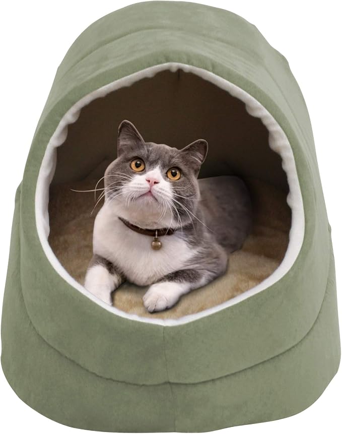 Self Warming Burrow Cat Bed, Washable Pet Hideway House | Keep Warming, Machine Washable, Easy to Clean, Soft & Comfortable, Pet Beds fo Cats & Dogs, Cozy Privacy Nook