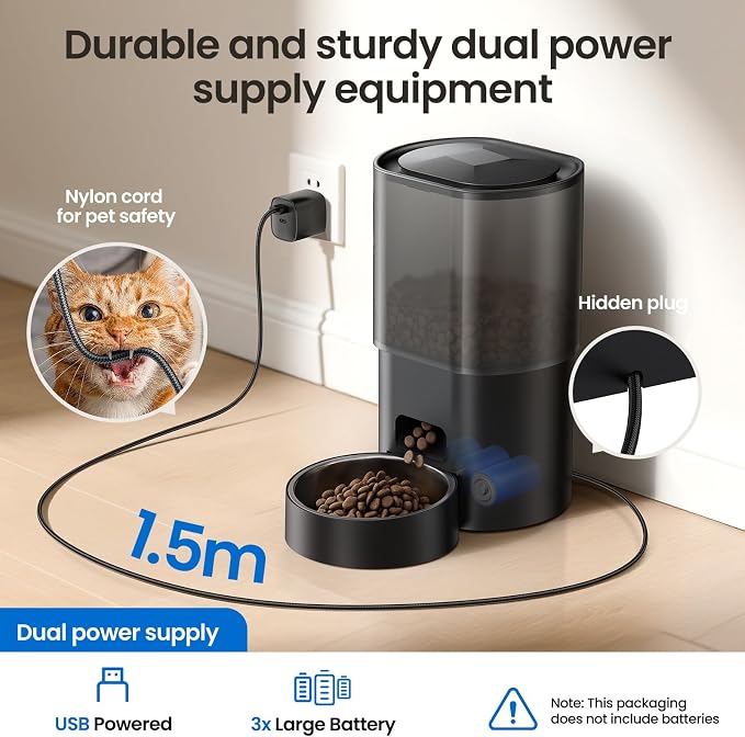Automatic Cat Feeder and Water Fountain 2-in-1, Smart Timed Cat Food Dispenser with 2.4G WiFi APP Control, Automatic Dog Feeder and Water Dispenser with 10s Voice Recorder for Cats Small Dogs