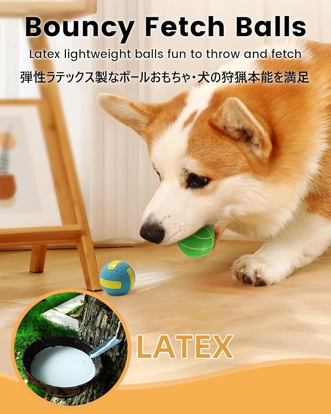 SCHITEC Squeaky Dog Toys, 4 Pack Latex Sports Balls for Mini Small Puppies