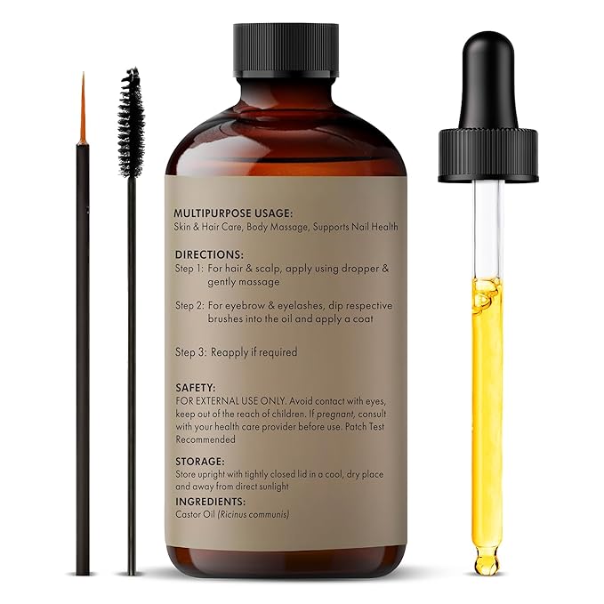 Majestic Pure USDA Organic Castor Oil - 100% Pure & Natural - Premium Grade, Cold Pressed, Hexane Free - Hair, Eyelashes, Eyebrows, Nails - Moisturizing & Nourishing - 4 Fl Oz