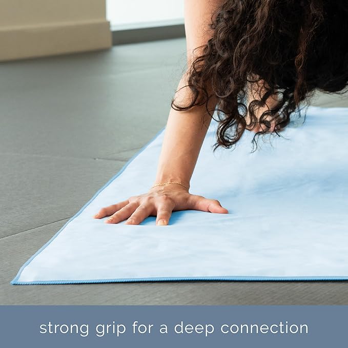 S&T INC. Aura Yoga Mat Towel, Quick Dry Towel, Soft and Absorbent for Gym, Pilates, and Hot Yoga Mat, 2 Pack, 26.5 inches x 72 inches, Microfiber, Blue