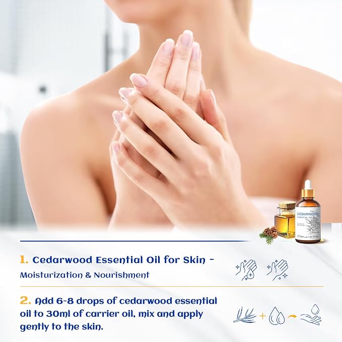HIQILI 1 Fl Oz Cedarwood Essential Oil, Cedarwood Oil for Hair, Diffuser, Aromatherapy - 30ML | For Massage Skin Care Soap Bath Bombs Lotions Boost Scalp Circulation Reduce Hair Loss Fade Acne Marks - 30mL / 1.01 fl.oz