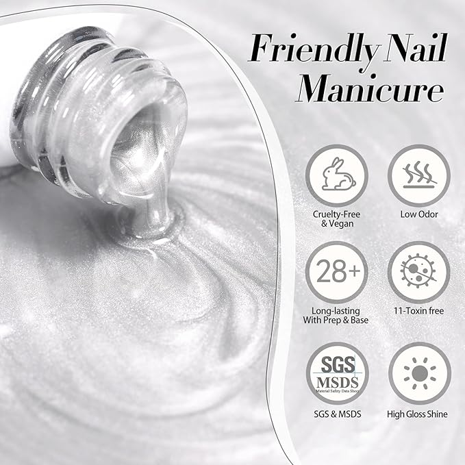 BORN PRETTY Silver Cat Magnetic Eye Gel Nail Polish Crystal Glass Cat Magnetic Shimmer Gel Polish Glass Magnetic Gel Gift 15ML