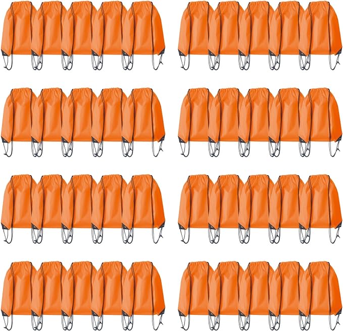 Drawstring Backpack Bulk 40Pcs Draw String Backpack Bags DIY Gym Sports Traveling Yoga Cinch Bag Sackpack Drawstring (orange)