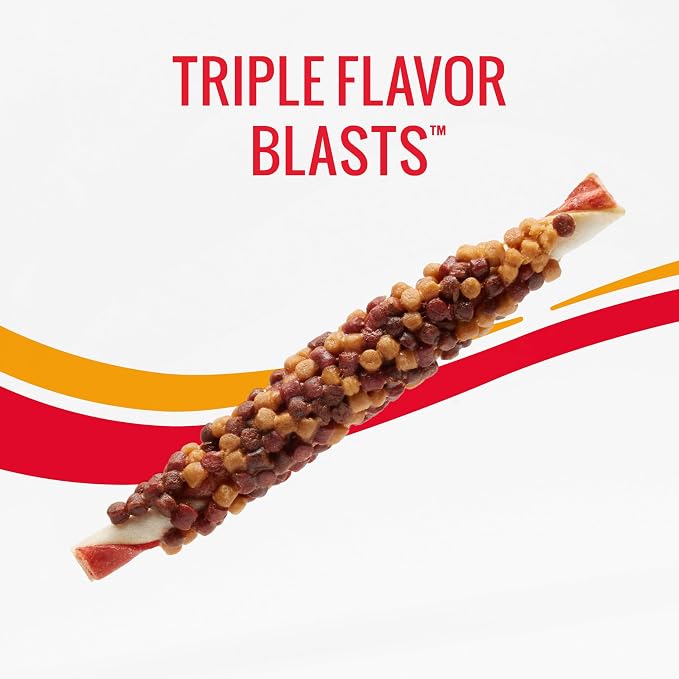 GOOD 'N' FUN Blasts Long-Lasting Dog Treat Made with Real Protein, 12 oz | Premium Chicken, Duck, Pork and Beef Hide Chew, Supports Dental Health and Mental Stimulation, For Adult Dogs