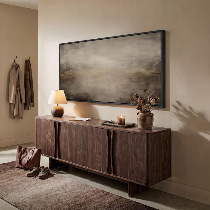 Large Framed Abstract Wall Art for Living Room, Horizontal Brown Modern Canvas Prints Paintings Artwork for Walls, Neutral Minimalist Rustic Pictures for Bedroom Farmhouse Dining Room Wall Decor 30x60