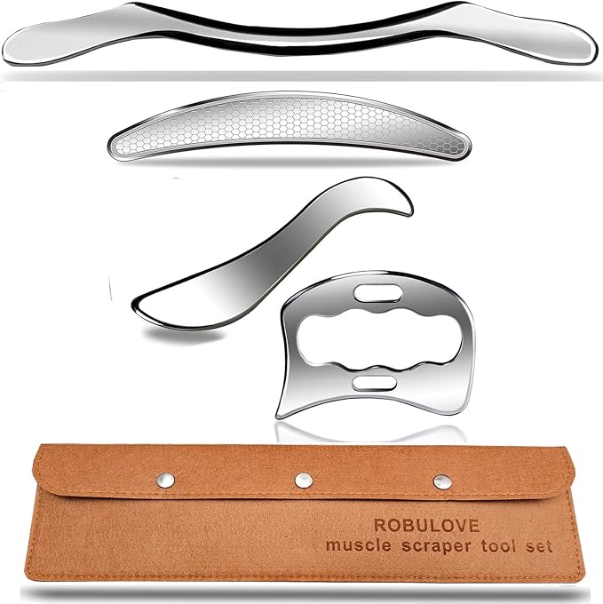 Professional Muscle Scraper Tool Set, 4-in-1 Manual Massage Tools with Case, Physical Therapy IASTM Tools for Myofascial Release