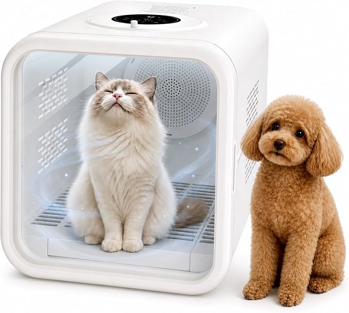 Pet Dryer Box Cat Dryer Small Dog, Petting Window Quiet Fast