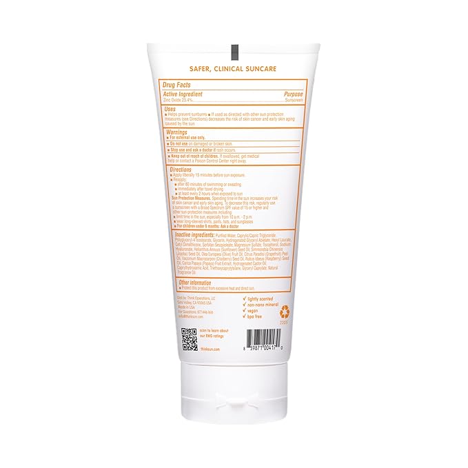 Thinkbaby SPF 50+ Baby Sunscreen, 6 Oz. – Safe, Natural Mineral Sun Cream for Babies - Water Resistant – Broad Spectrum UVA/UVB Sun Protection – Vegan Sunscreen for Kids