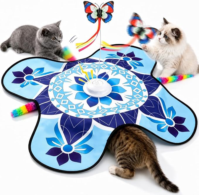 Wortade 3in1 Interactive Hide-and-Seek Cat Toy, Rotating, Blue