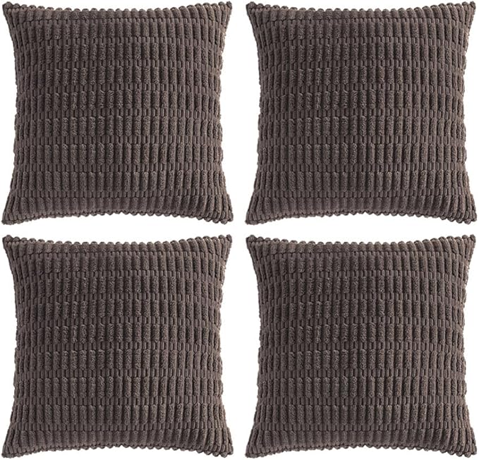 Fancy Homi 4 Packs Decorative Throw Pillow Covers for Living Room Couch Bed, Modern Farmhouse Boho Home Décor Accent Cushion Case, 28" x 28", Dark Brown